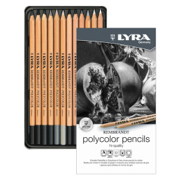 Rembrandt Polycolor Grayscale Set of 12 in the group Pens / Artist Pens / Coloured Pencils at Pen Store (129958)