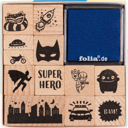 Wooden Stamps Superheroes 12-pack in the group Hobby & Creativity / Hobby Accessories / Stamps at Pen Store (131611)