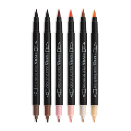 Aqua Brush Duo Marker Skin Tones Set of 6 in the group Pens / Artist Pens / Brush Pens at Pen Store (131909)