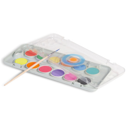 Watercolour tablets 12-set Fluo+Metallic Ø30 + brush in the group Kids / Kids' Paint & Crafts / Kids' Watercolour Paint at Pen Store (132096)