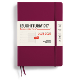 Diary 18M Weekly Planner & Notebook Hard Cover A5 Port Red in the group Paper & Pads / Planners / 18-Month Planners at Pen Store (132566)