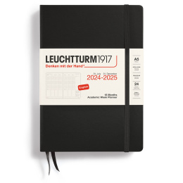 Diary 18M Academic Week Planner Hard Cover A5 Black  in the group Paper & Pads / Planners / 18-Month Planners at Pen Store (132581)