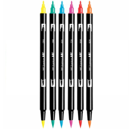 ABT Dual Brush pen Set of 6 Dermatologically Tested Colours in the group Pens / Artist Pens / Brush Pens at Pen Store (134112)