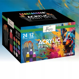 Acrylic set 24 colours (59 ml) + 12 brushes in the group Art Supplies / Artist colours / Acrylic Paint at Pen Store (134423)
