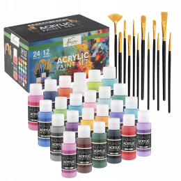 Acrylic set 24 colours (59 ml) + 12 brushes in the group Art Supplies / Artist colours / Acrylic Paint at Pen Store (134423)