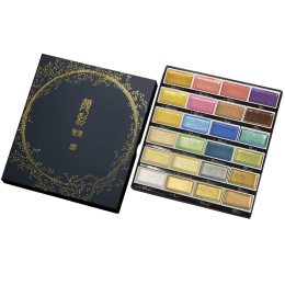 Gansai Tambi Aquarelle 24-set Metallic 2 in the group Art Supplies / Artist colours / Watercolour Paint / Watercolour pans at Pen Store (135538)