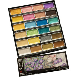 Gansai Tambi Aquarelle 24-set Metallic 2 in the group Art Supplies / Artist colours / Watercolour Paint / Watercolour pans at Pen Store (135538)