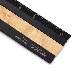 Ruler Aluminium/Wood 15 cm Black/Bird's Eye Maple in the group Hobby & Creativity / Hobby Accessories / Rulers at Pen Store (136448)