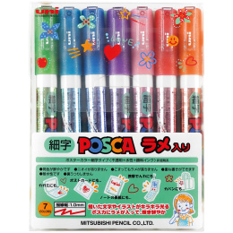 Posca PC-3M Glitter 7-set in the group Pens / Artist Pens / Acrylic Markers at Pen Store (136460)