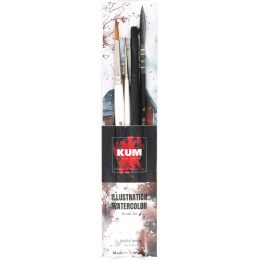 Synthetic Brushes Watercolour Illustration 4-piece Set in the group Art Supplies / Brushes / Watercolour Brushes at Pen Store (137034)