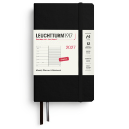Diary Weekly Planner & Notebook 2027 A6 Black in the group Paper & Pads / Planners / 12-Month Planners at Pen Store (137505)