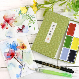 Gansai Tambi Irodori Kobako Watercolour set green in the group Art Supplies / Artist colours / Watercolour Paint / Watercolour pans at Pen Store (137568)