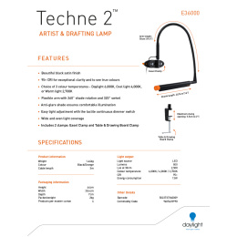 Techne 2 Artist & Drafting Lamp in the group Hobby & Creativity / Hobby Accessories / Artist Lamps at Pen Store (137590)