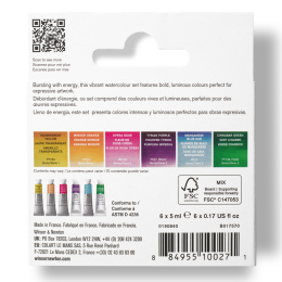 Professional Watercolour 5 ml Tubes Vibrant Set of 6 in the group Art Supplies / Artist colours / Watercolour Paint / Watercolour in tube at Pen Store (138007)